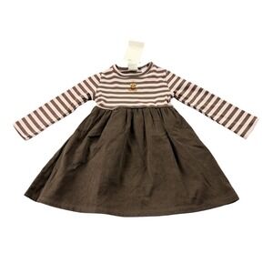 Zara Baby Girl Dress 2T 92cm NWT Teddy Bear‎ Corduroy Brown Pink